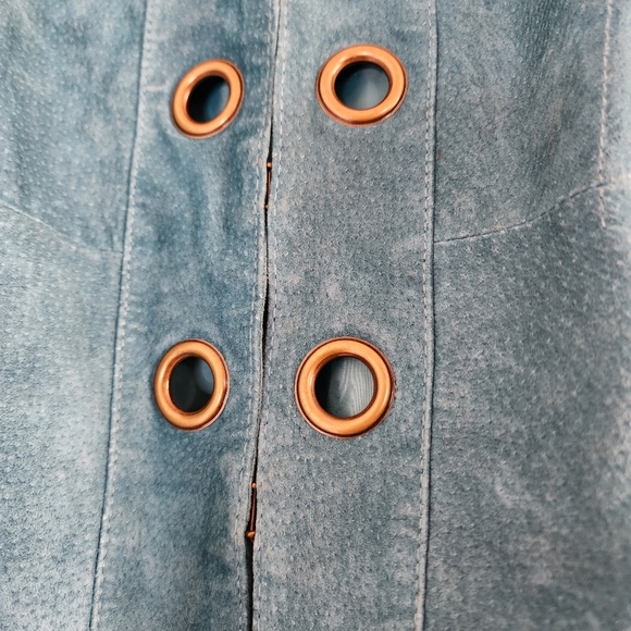 Vintage L.A.L Turquoise Suede Leather Blazer. - Picture 4 of 8